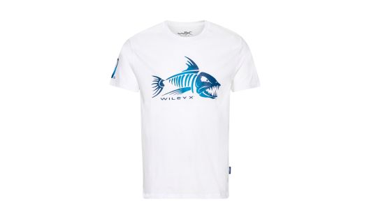 WX Fish T-shirt, Hvid Bomuld m. Skelet, 