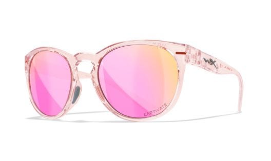 WX COVERT, Glas: CAPTIVATE™ Polaroid Rosa Guld Spejl, Stel: Blank Transparent Rosa