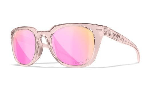 WX ULTRA, Glas: CAPTIVATE™ Polaroid Rosa Guld Spejl, Stel: Blank Transparent Rosa